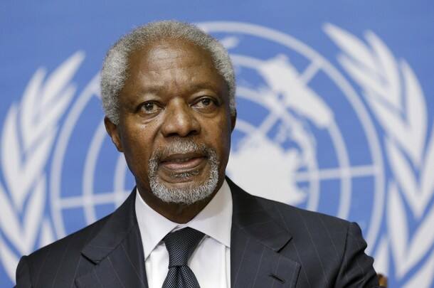 U.n. arab league mediator annan addresses a news conference in geneva
